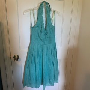 Max and Cleo teal sundress with pleats and eyelet